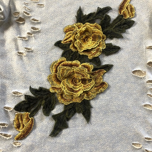 Embroidered flower appliqué distressed dress - Picture 4 of 14